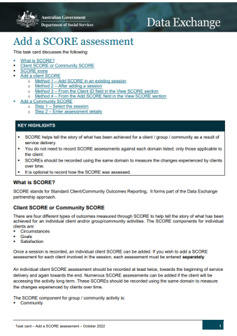 Add a score assessment cover