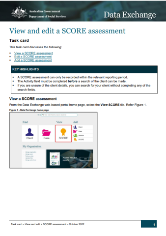 View and edit a SCORE assessment cover